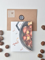 Load image into Gallery viewer, #86 Castana | New Year | Chestnut | Arab Culture | Arabic Calligraphy | راس السنة | كستناء | شتاء | Winter Card
