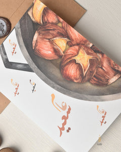 #86 Castana | New Year | Chestnut | Arab Culture | Arabic Calligraphy | راس السنة | كستناء | شتاء | Winter Card