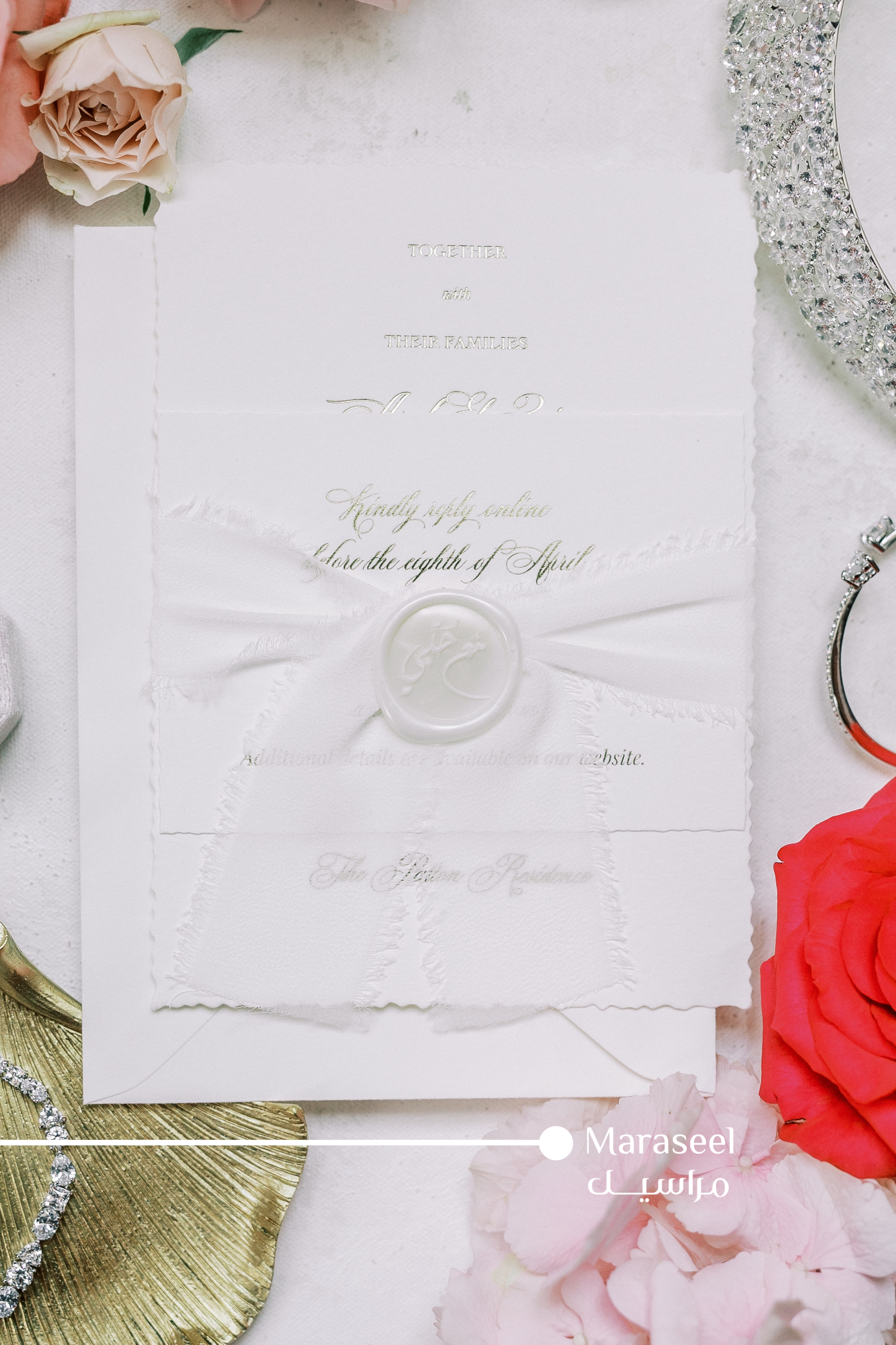 Eternal Elegance | Gold Foil on White Cotton Invitations |