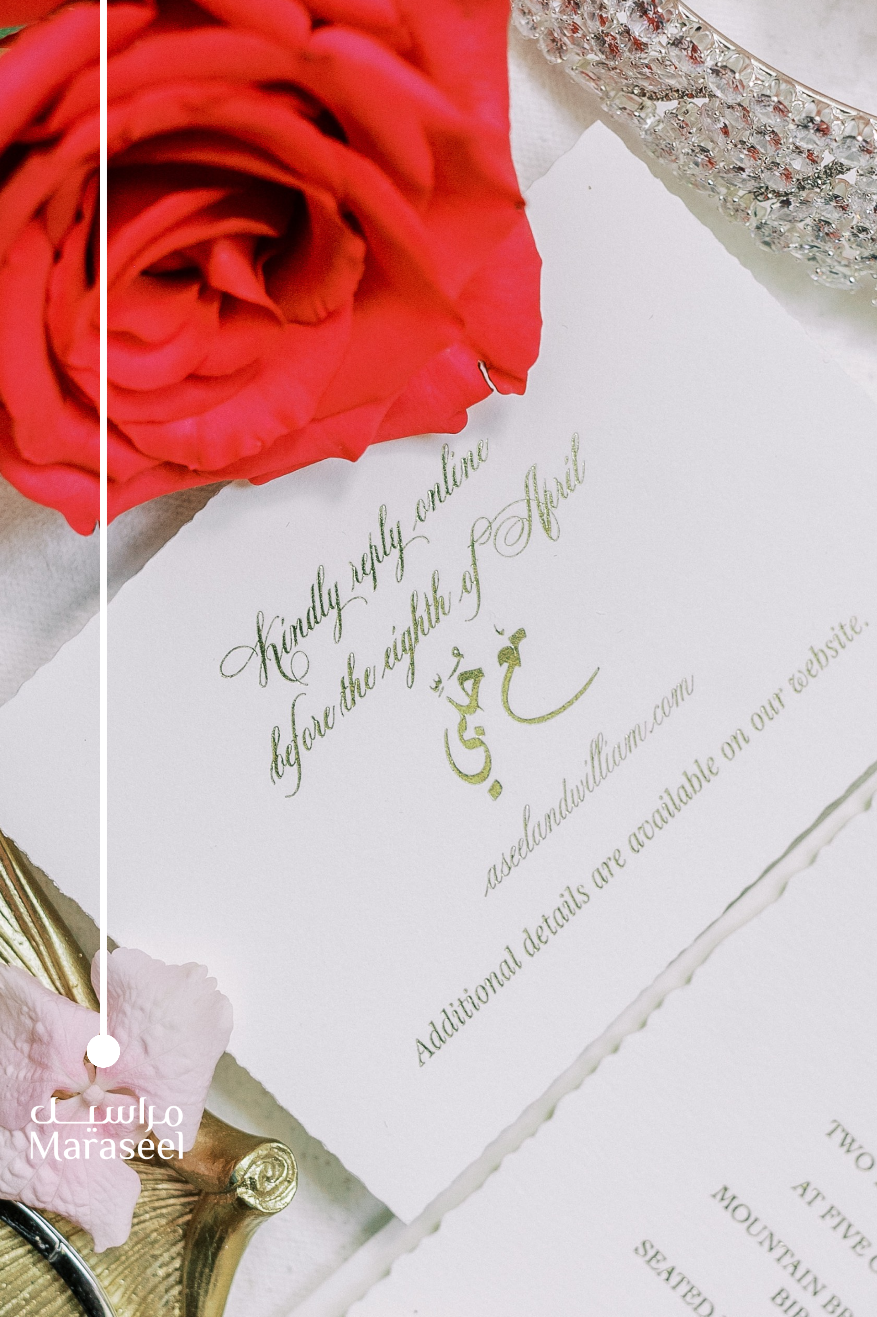 Eternal Elegance | Gold Foil on White Cotton Invitations |