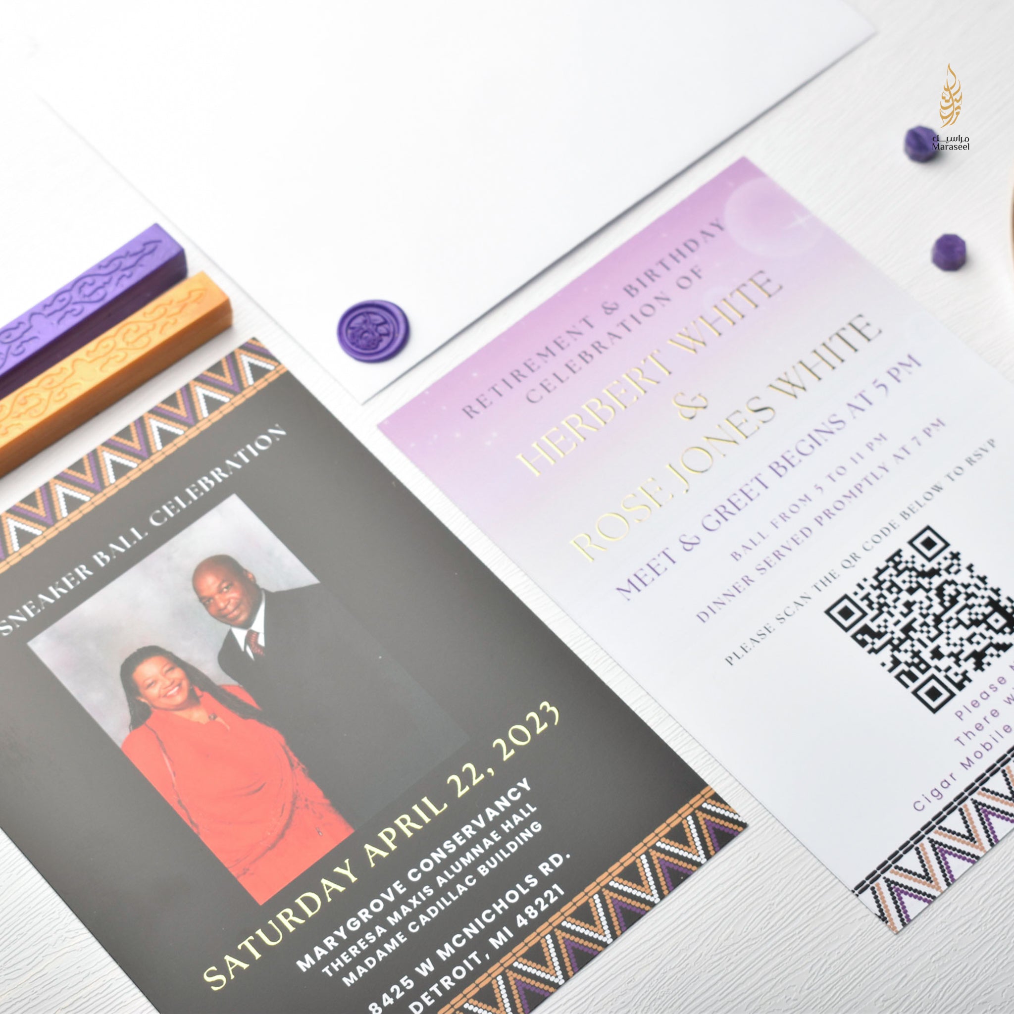 African Theme Wedding Celebration Invitation | Gold Foil | Double Sided | Image on Invitation | Save the Date