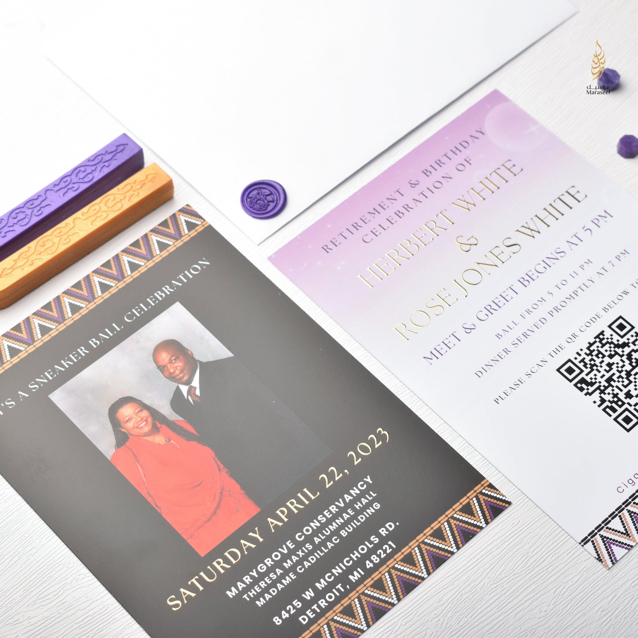 African Theme Wedding Celebration Invitation | Gold Foil | Double Sided | Image on Invitation | Save the Date