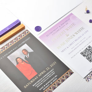 African Theme Wedding Celebration Invitation | Gold Foil | Double Sided | Image on Invitation | Save the Date