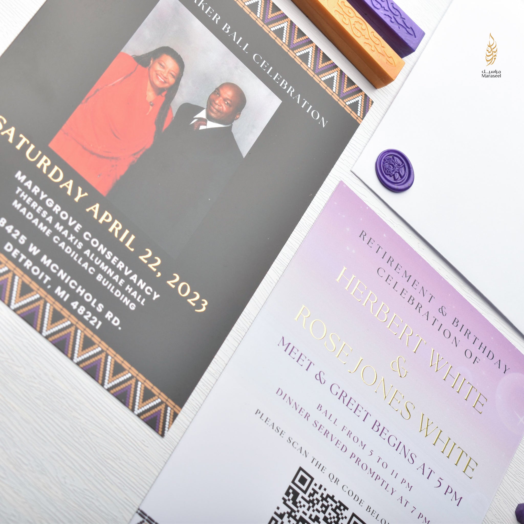 African Theme Wedding Celebration Invitation | Gold Foil | Double Sided | Image on Invitation | Save the Date