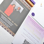 Load image into Gallery viewer, African Theme Wedding Celebration Invitation | Gold Foil | Double Sided | Image on Invitation | Save the Date
