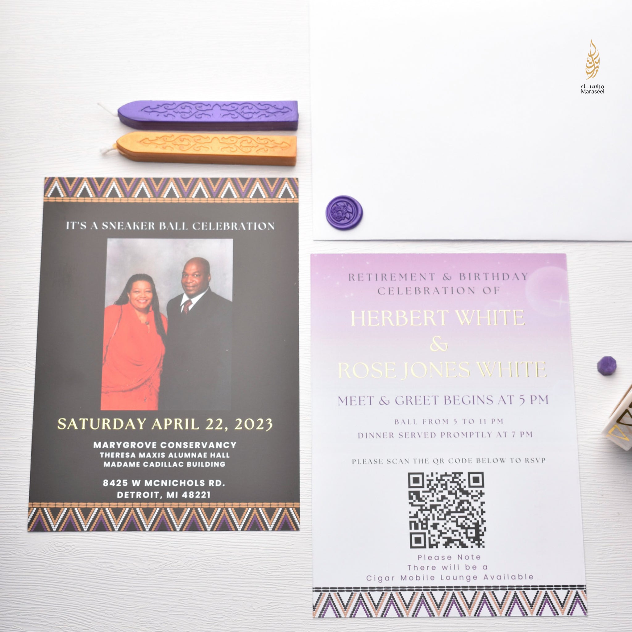 African Theme Wedding Celebration Invitation | Gold Foil | Double Sided | Image on Invitation | Save the Date