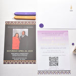 Load image into Gallery viewer, African Theme Wedding Celebration Invitation | Gold Foil | Double Sided | Image on Invitation | Save the Date

