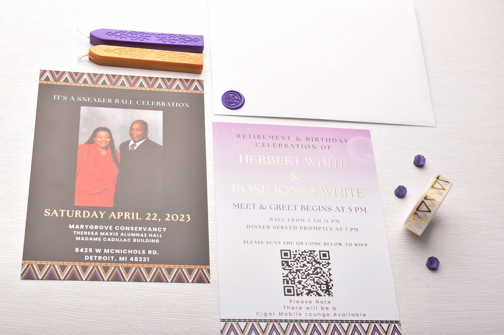 African Theme Wedding Celebration Invitation | Gold Foil | Double Sided | Image on Invitation | Save the Date