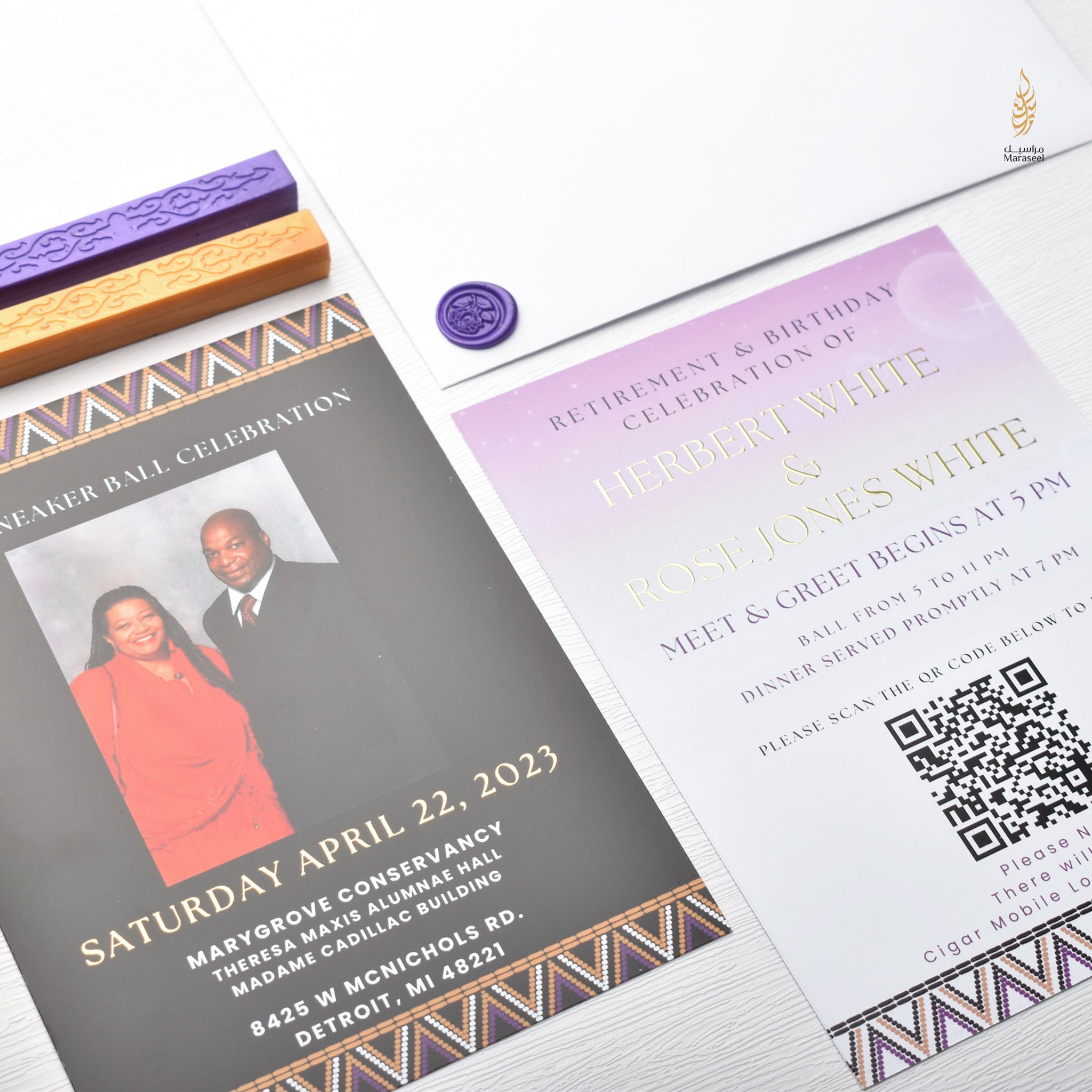 African Theme Wedding Celebration Invitation | Gold Foil | Double Sided | Image on Invitation | Save the Date
